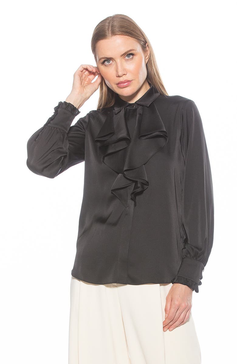 Alexia Admor Ruffle Point Collar Blouse, Alternate, color, Black