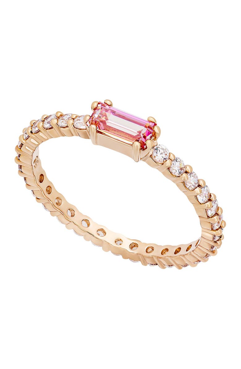 Swarovski Vittore 18K Rose Gold Plated Pink & Clear Swarovski Crystal Ring - Size 6, Main, color, 