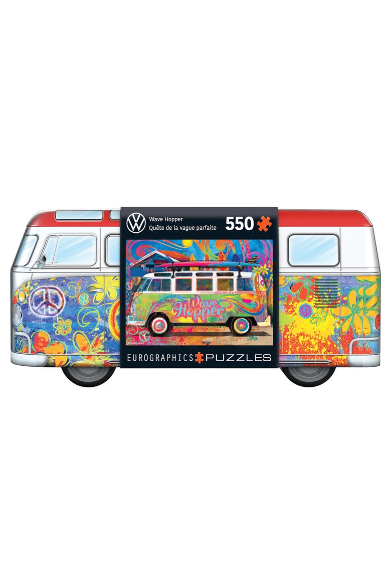 VW Wave Hopper Bus Shaped Tin Puzzle, 550pcs, Main, color, Multicolored