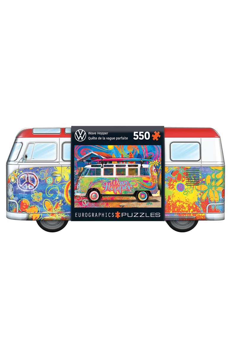 Eurographics VW Wave Hopper Bus Shaped Tin Puzzle, 550pcs, Main, color, Multicolored