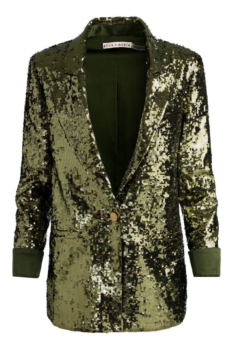 Quincy Oversized Sequin Blazer, Alternate, color, DARK OLIVE