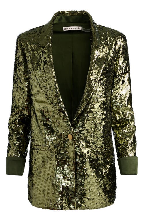 Alice And Olivia Quincy Sequin Blazer In Green