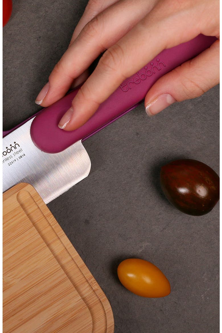 Bamboo Chopping Board with Integrated Chef Knife, Alternate, color, PURPLE