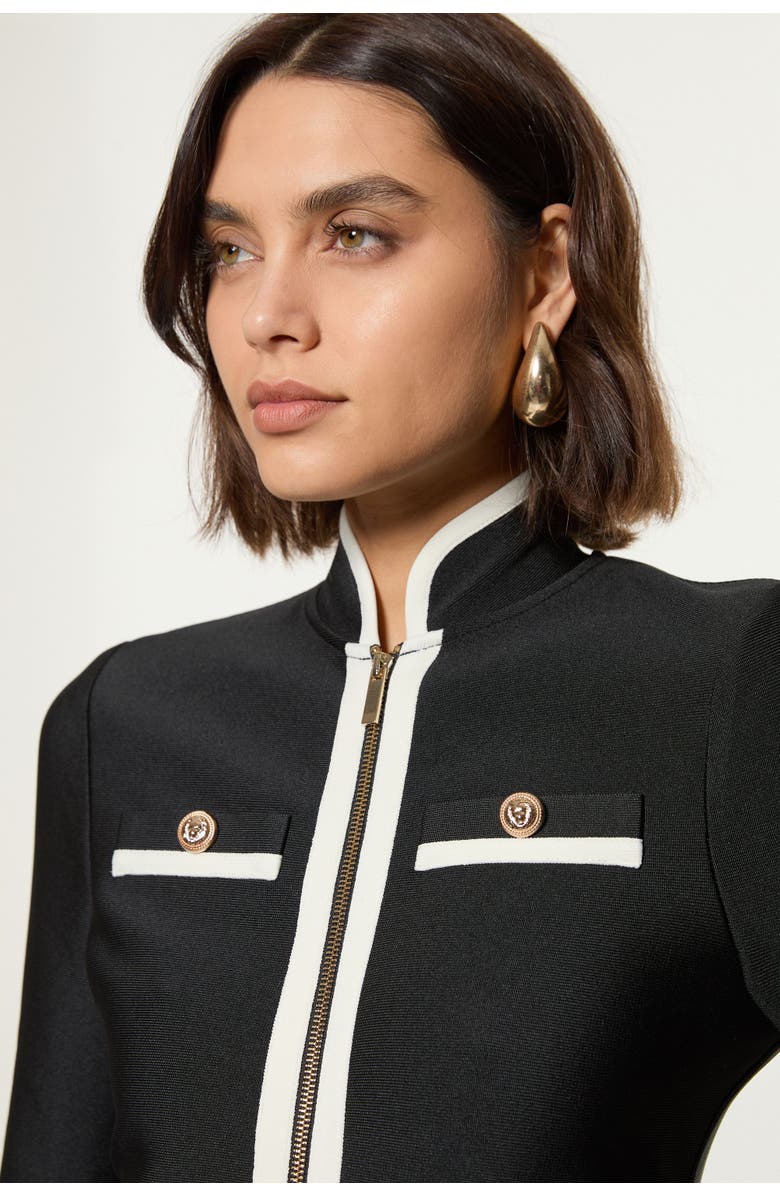 Karen Millen Bandage Knit Military Detail Dress, Alternate, color, Mono