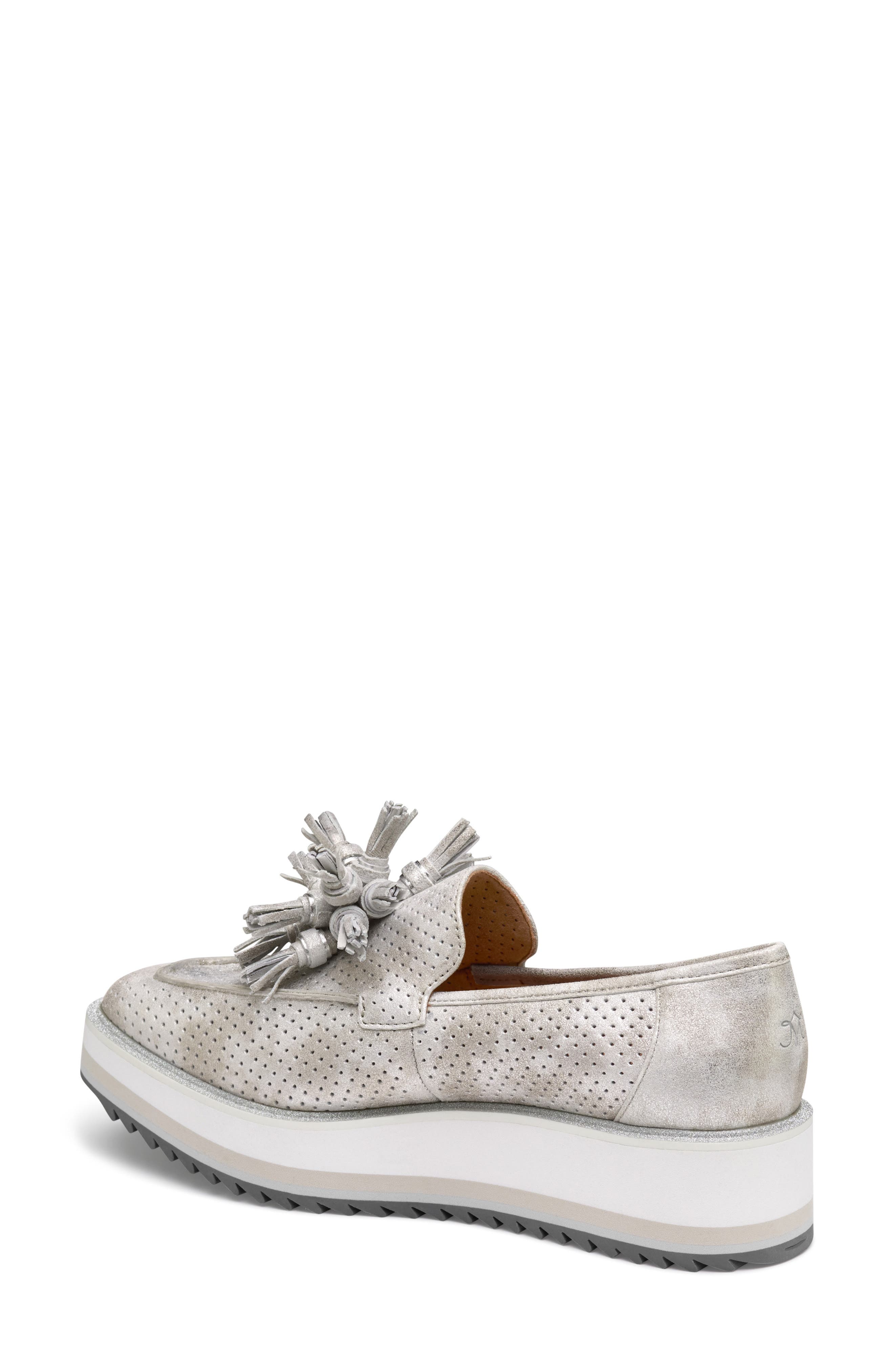 Gracelyn Platform Tassel Loafer, Alternate, color, SILVER METALLIC KID SUEDE