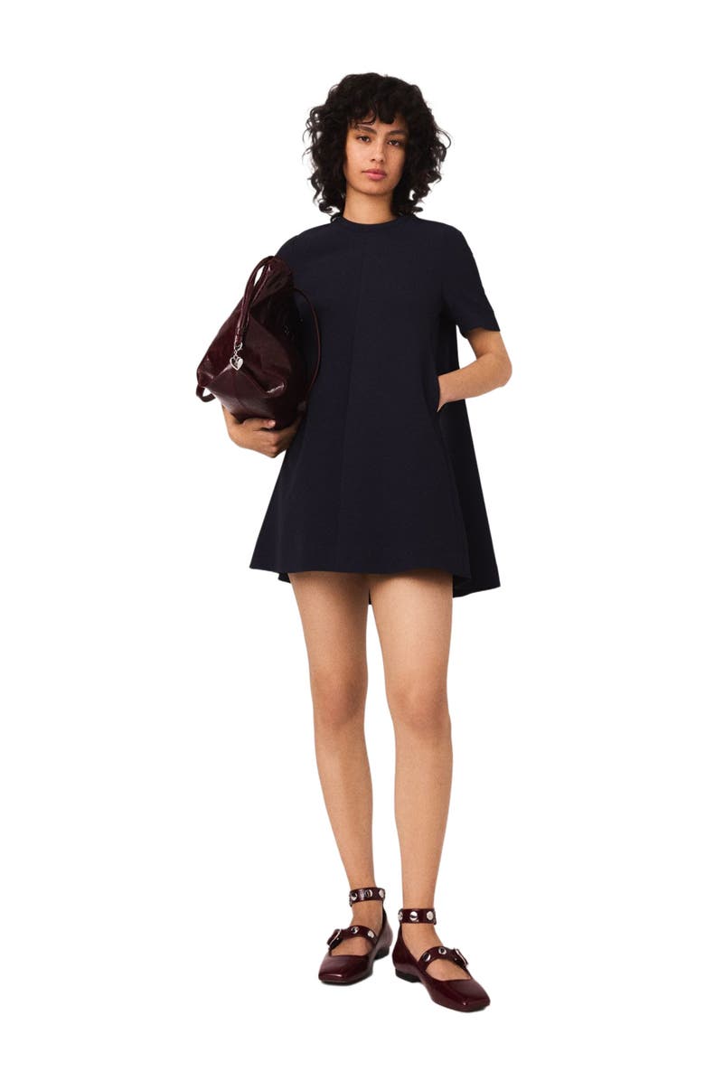 maje Heavy crepe trapeze dress, Main, color, Navy