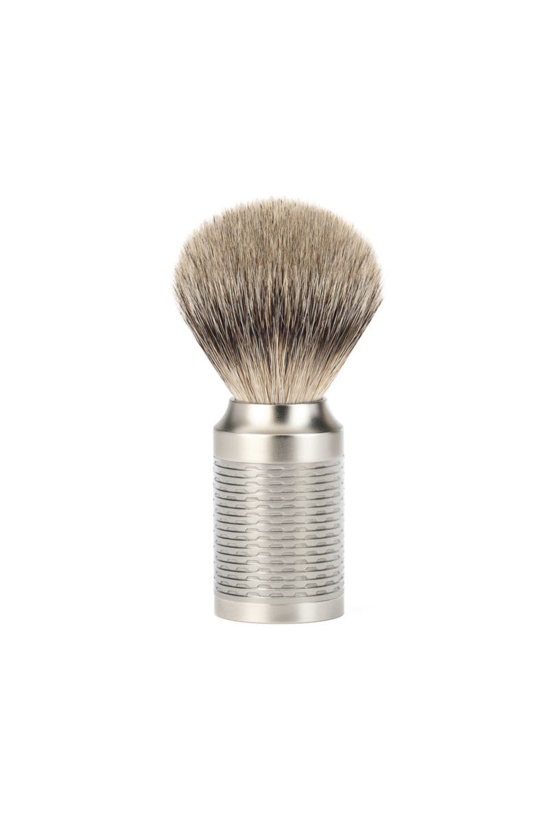 MÜHLE Rocca Pure Matt Stainless Steel Silvertip Shaving Brush, Main, color, Silver