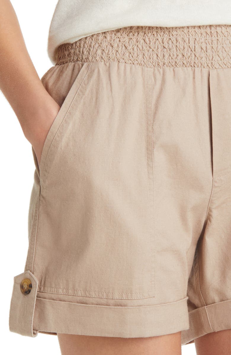 Wit & Wisdom High Waist Cuffed Linen Blend Shorts, Alternate, color, 