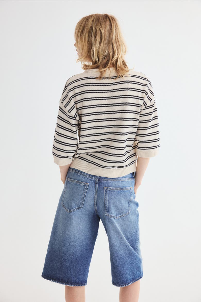 Knitted T-shirt, Alternate, color, Cream/striped