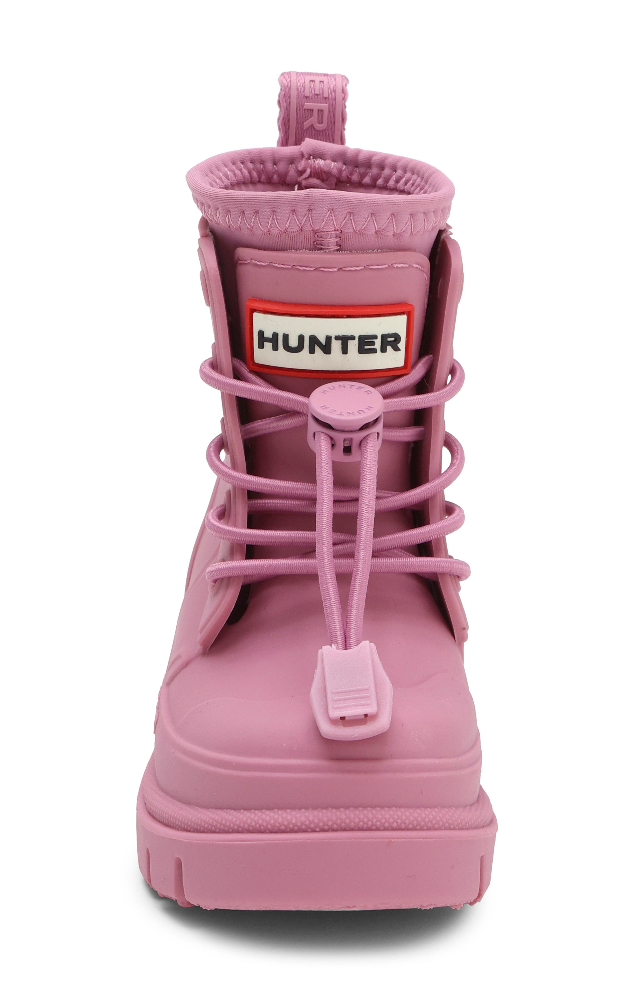 Kids' Stamp Waterproof Lace-Up Rain Boot, Alternate, color, DARK PINK
