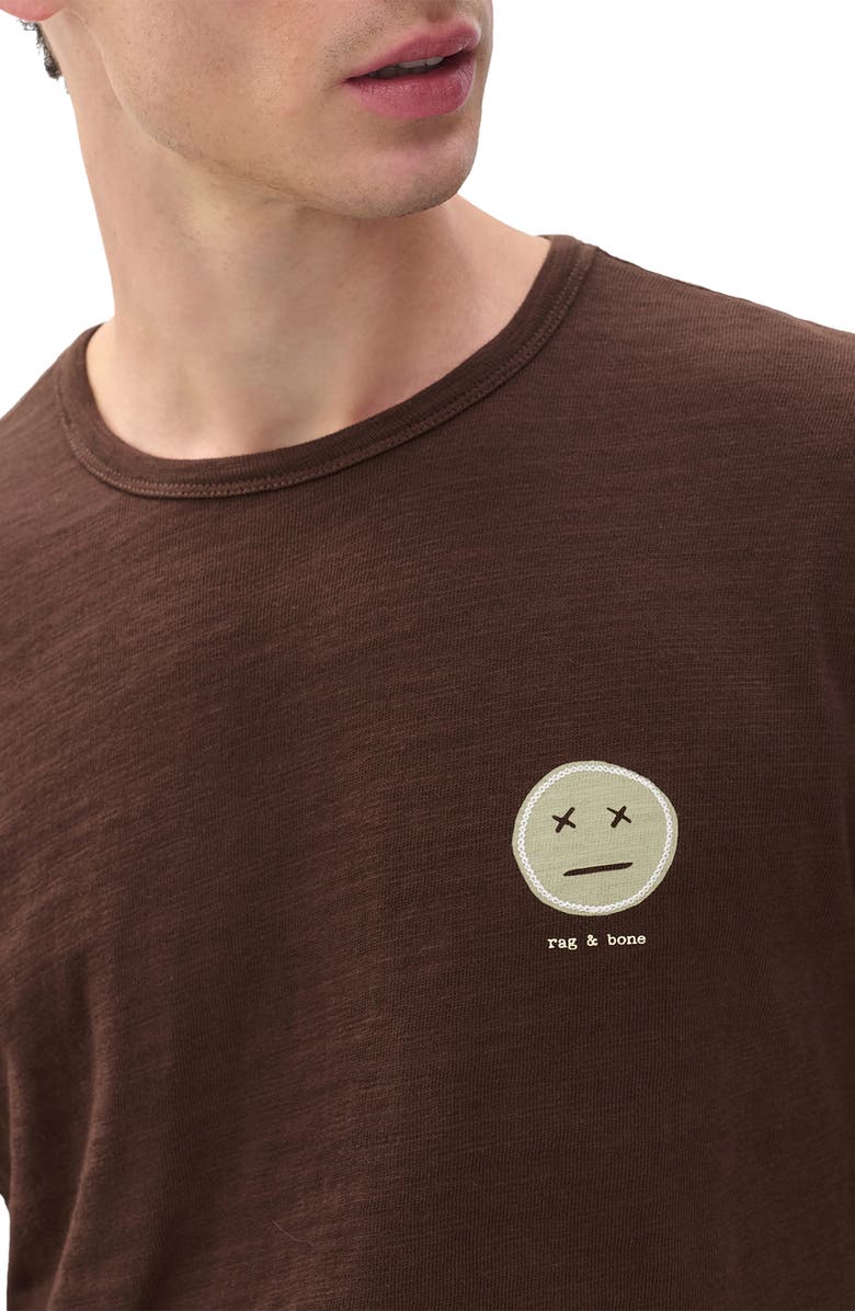 rag & bone Embroidered Sour Face T-Shirt, Alternate, color, Brown