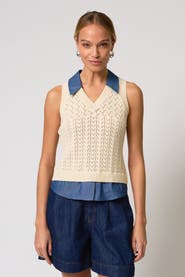 Central Park West Hazel Pointelle Stitch Halter Twofer