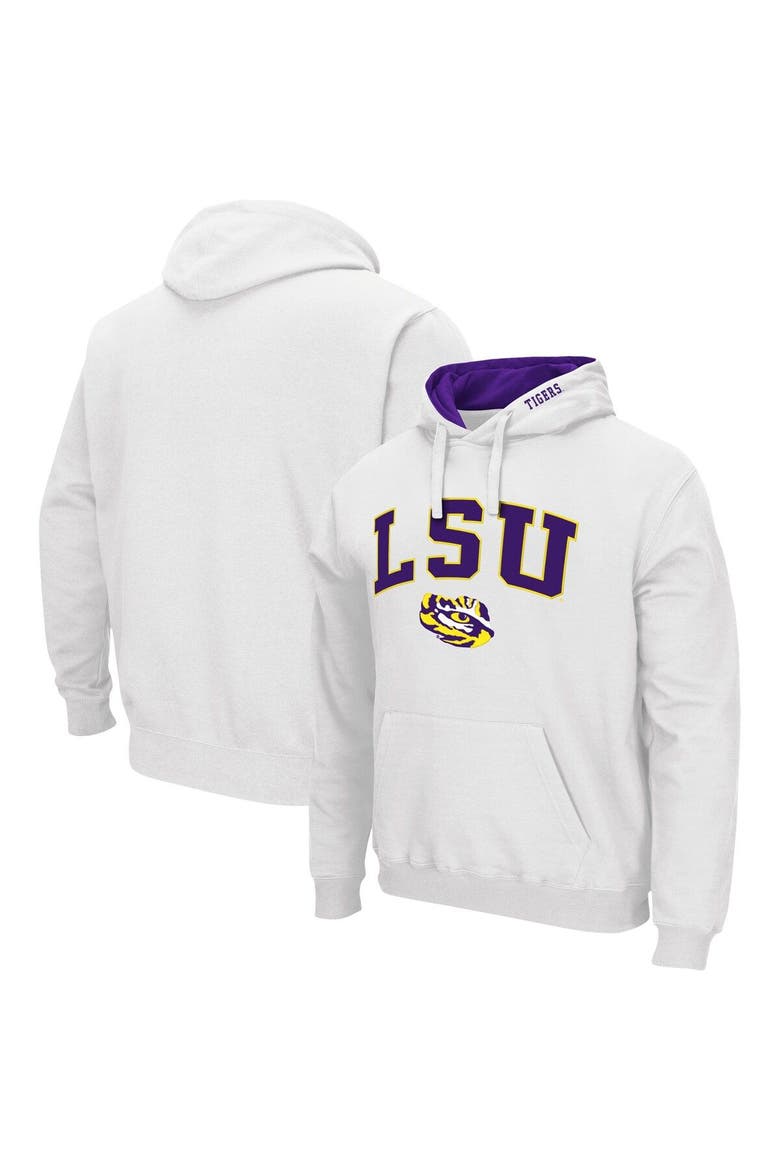 Men's Colosseum White LSU Tigers Arch & Logo 3.0 Pullover Hoodie, Main, color, White