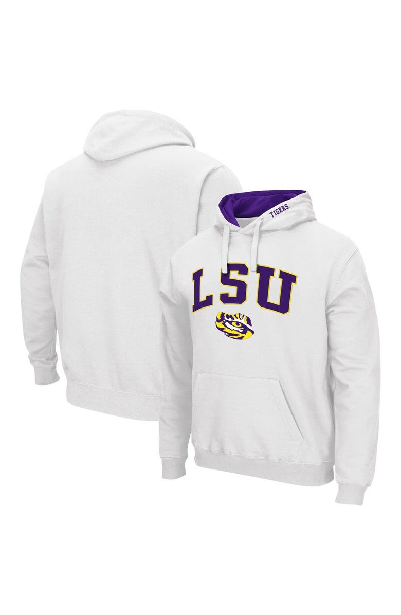 COLOSSEUM Men's Colosseum White LSU Tigers Arch & Logo 3.0 Pullover Hoodie, Main, color, White
