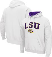 COLOSSEUM Men's Colosseum White LSU Tigers Arch & Logo 3.0 Pullover Hoodie