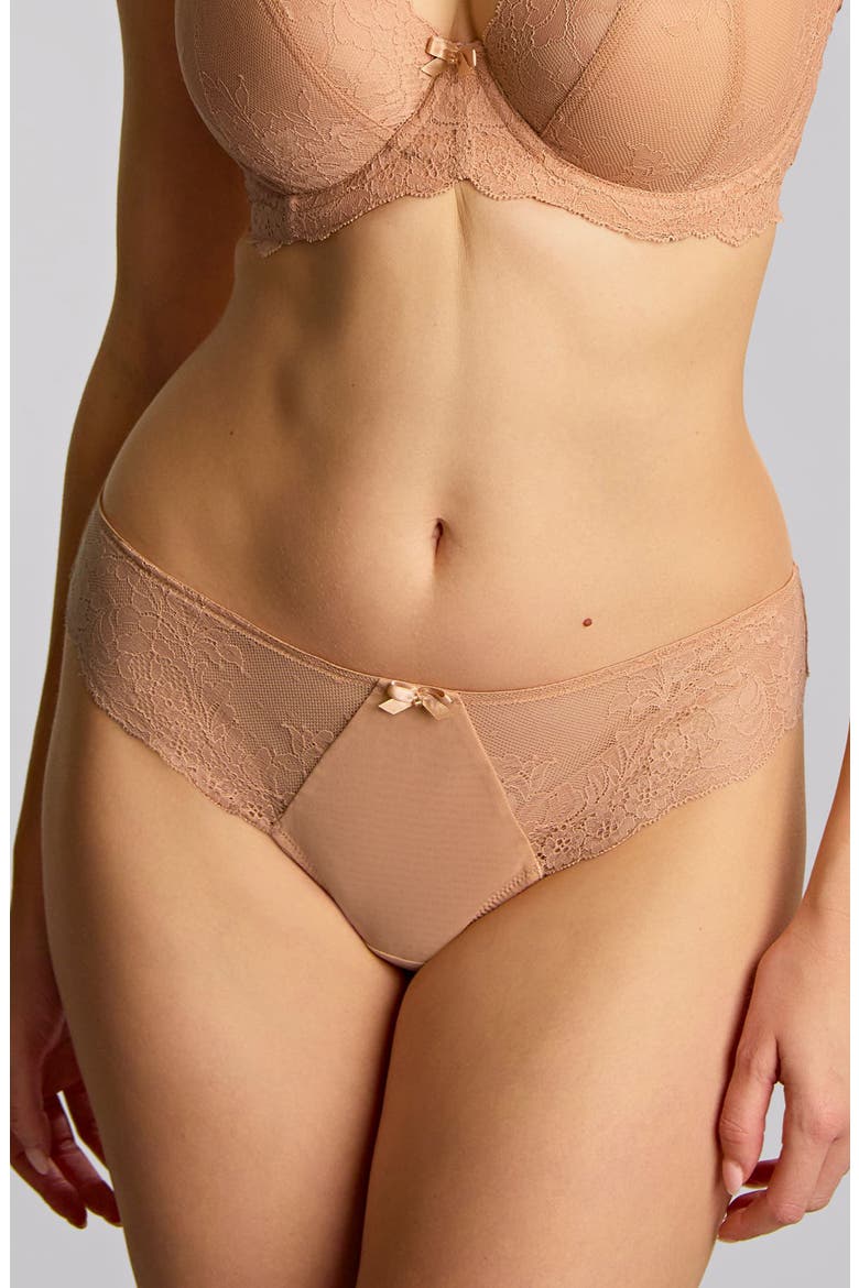 Ana Lace Trim Thong, Main, color, HONEY