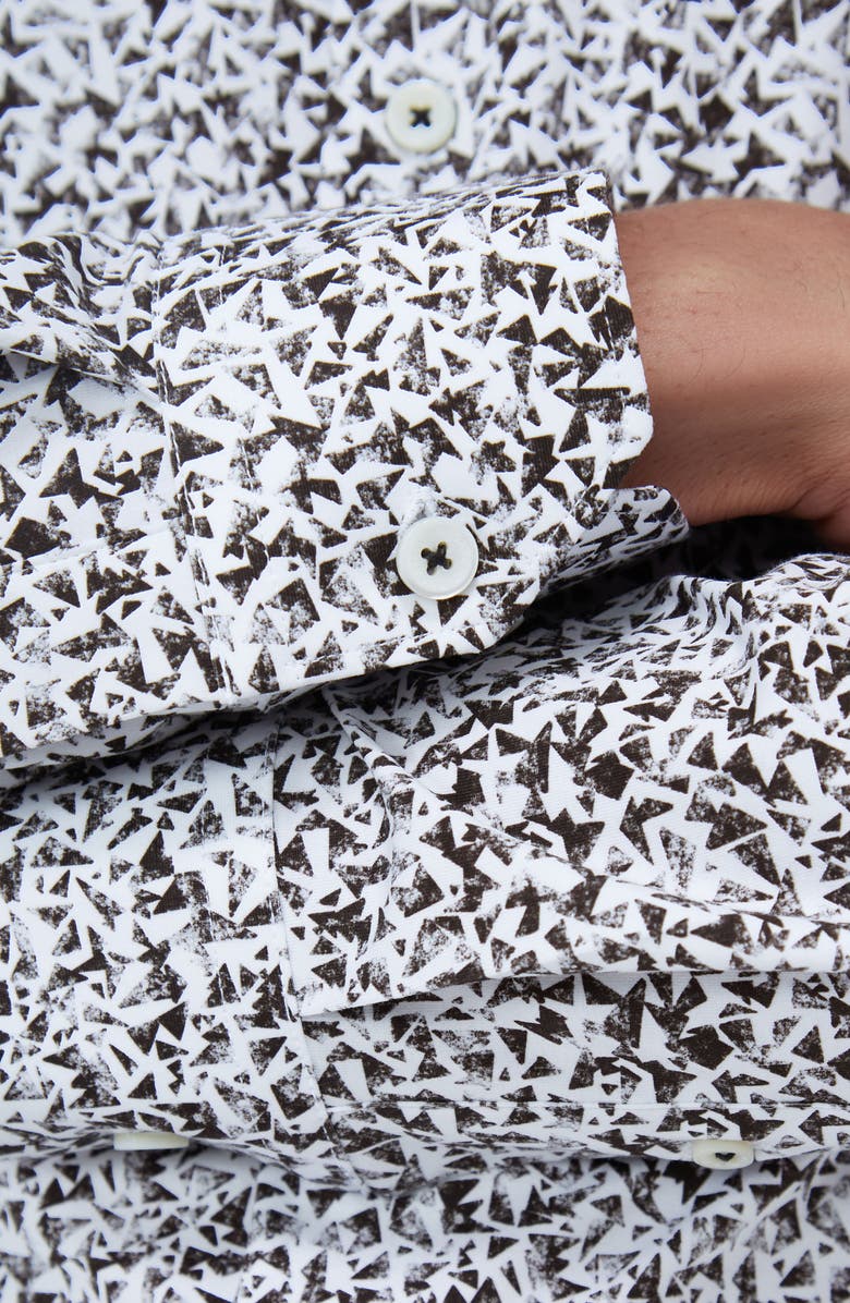 Bugatchi James OoohCotton<sup>®</sup> Mosaic Print Button-Up Shirt, Alternate, color, Black