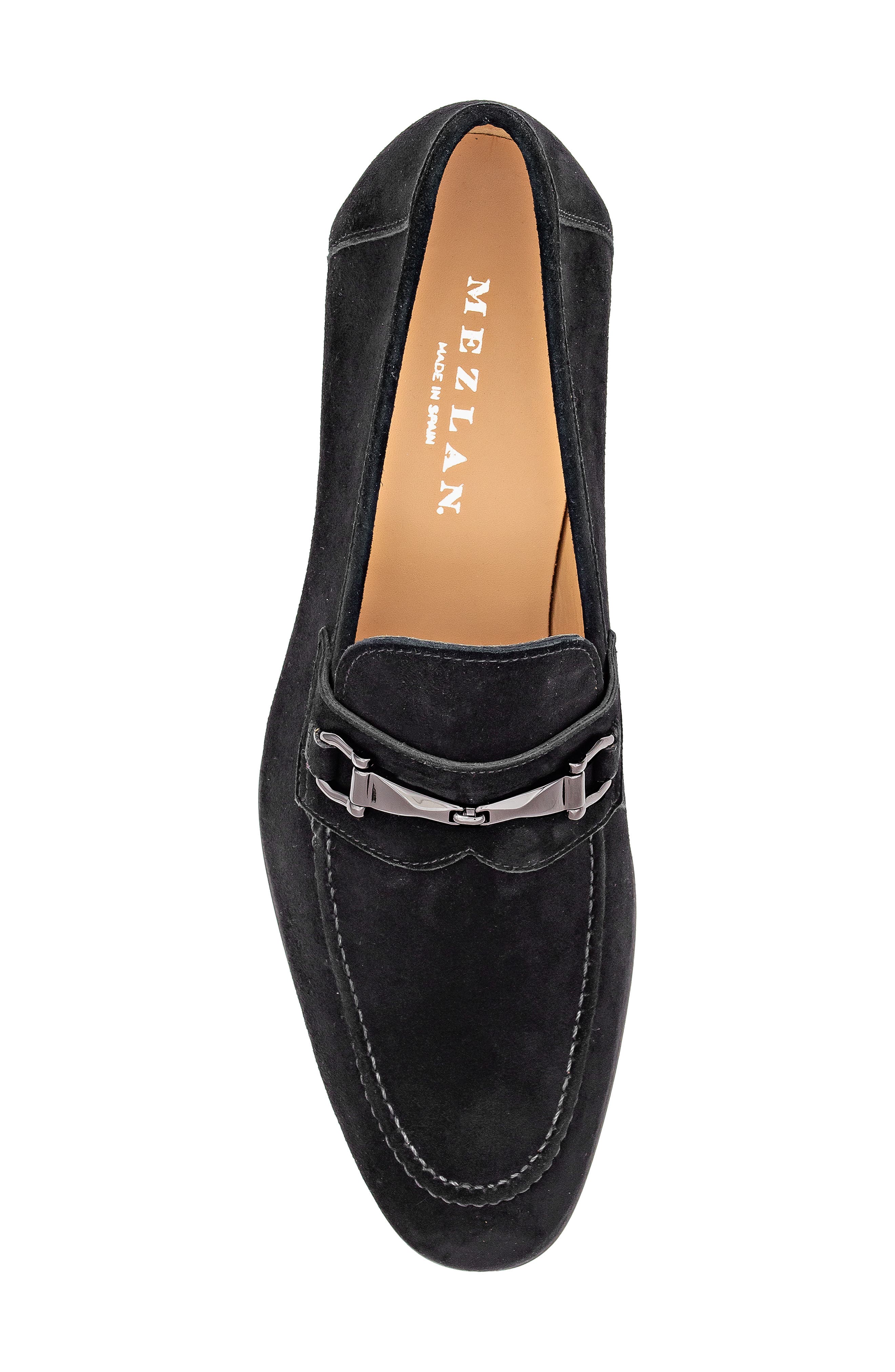 Mezlan Bracco Bit Ornament Suede Loafer, Alternate, color, Black