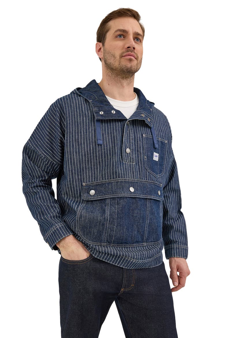 Topstitched Denim Anorak, Alternate, color, LAKE EDGE