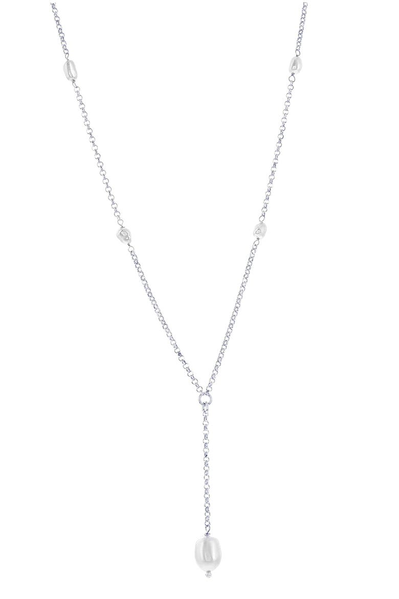 Freshwater Pearl Y-Necklace, Main, color, SILVER