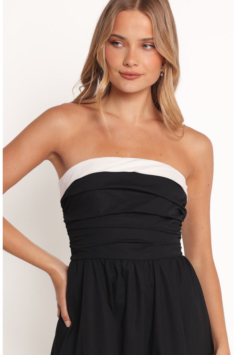 Marias Strapless Cotton Midi Dress, Alternate, color, BLACK
