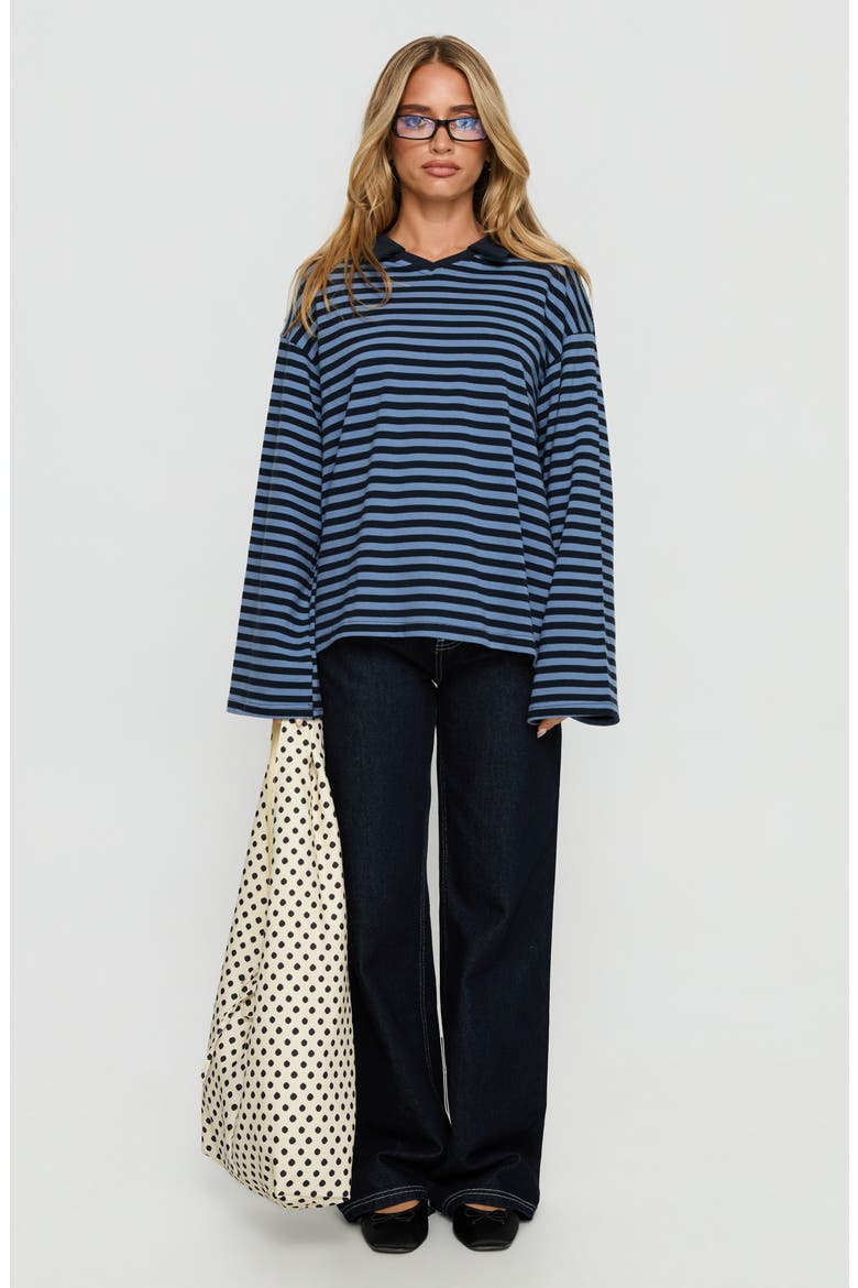 Settle Down Collared Striped Top, Alternate, color, NAVY STRIPE