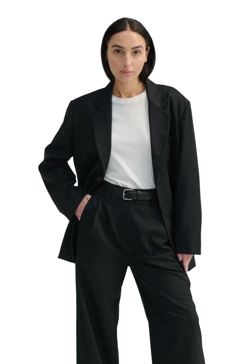 Oversized Double Button Blazer, Alternate, color, Black