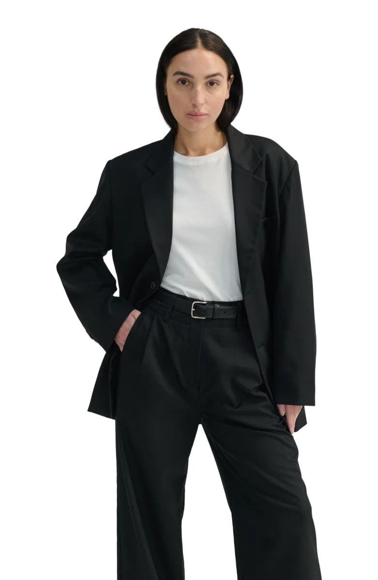 Almina Concept Oversized Double Button Blazer, Alternate, color, Black