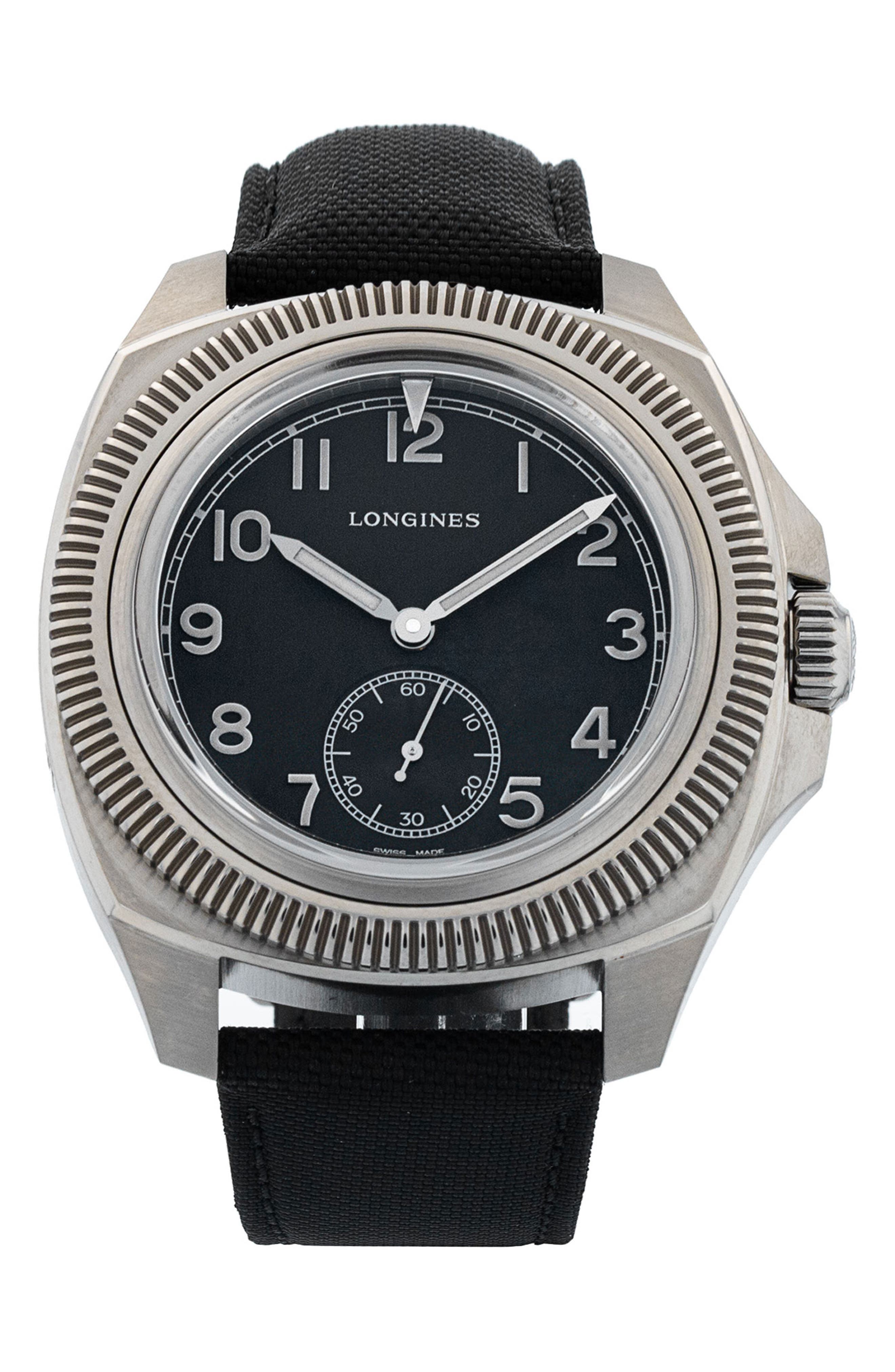 Watchfinder & Co. Longines Preowned 2024 Heritage Avignation L2.838.1.53.2 Leather Strap Watch, 43mm in Black 
