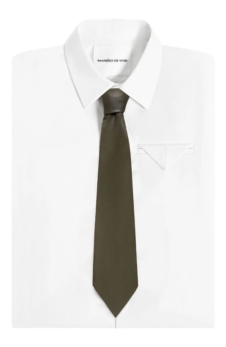 Manière De Voir Ash Leather Tie, Main, color, Dark Sage