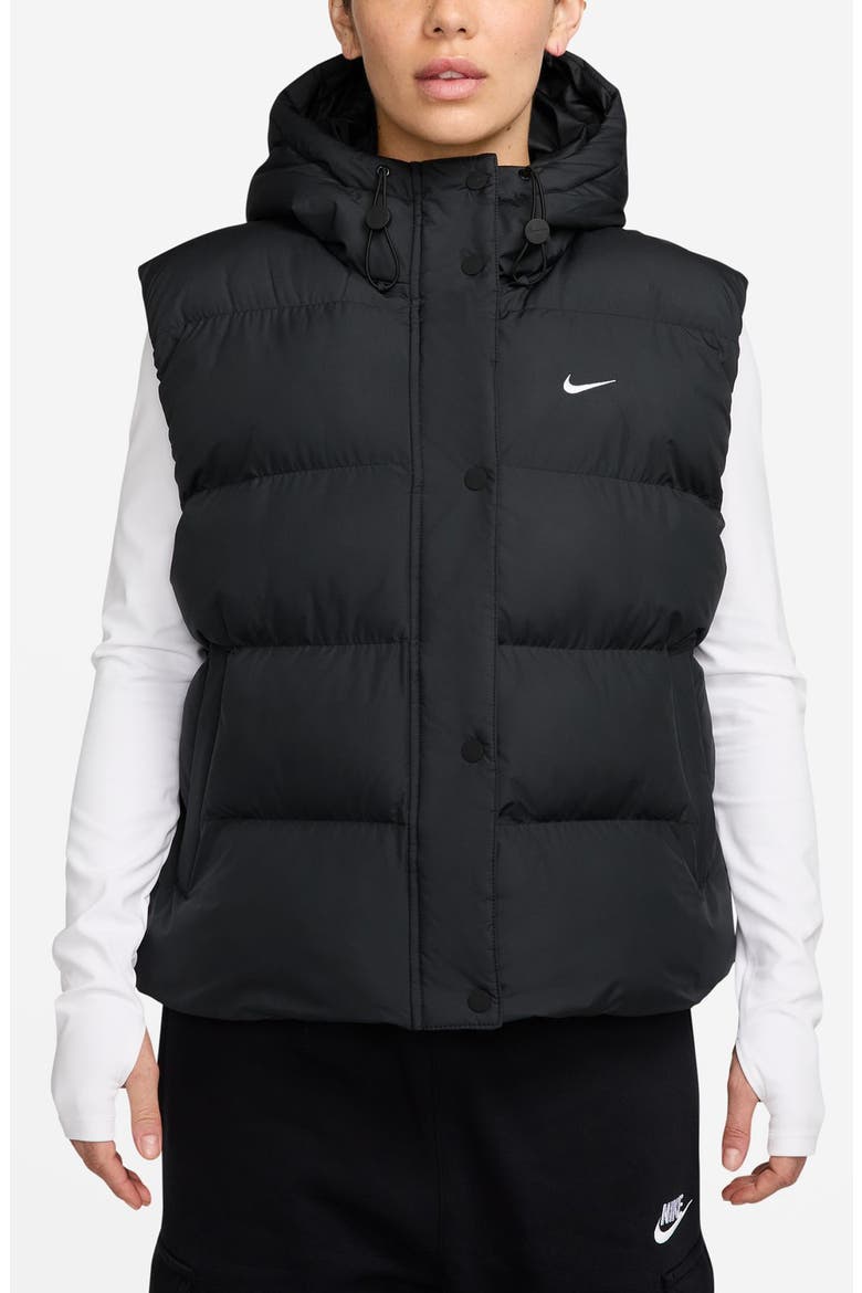 Water Repellent Therma-FIT Hooded Puffer Vest, Main, color, BLACK/ WHITE