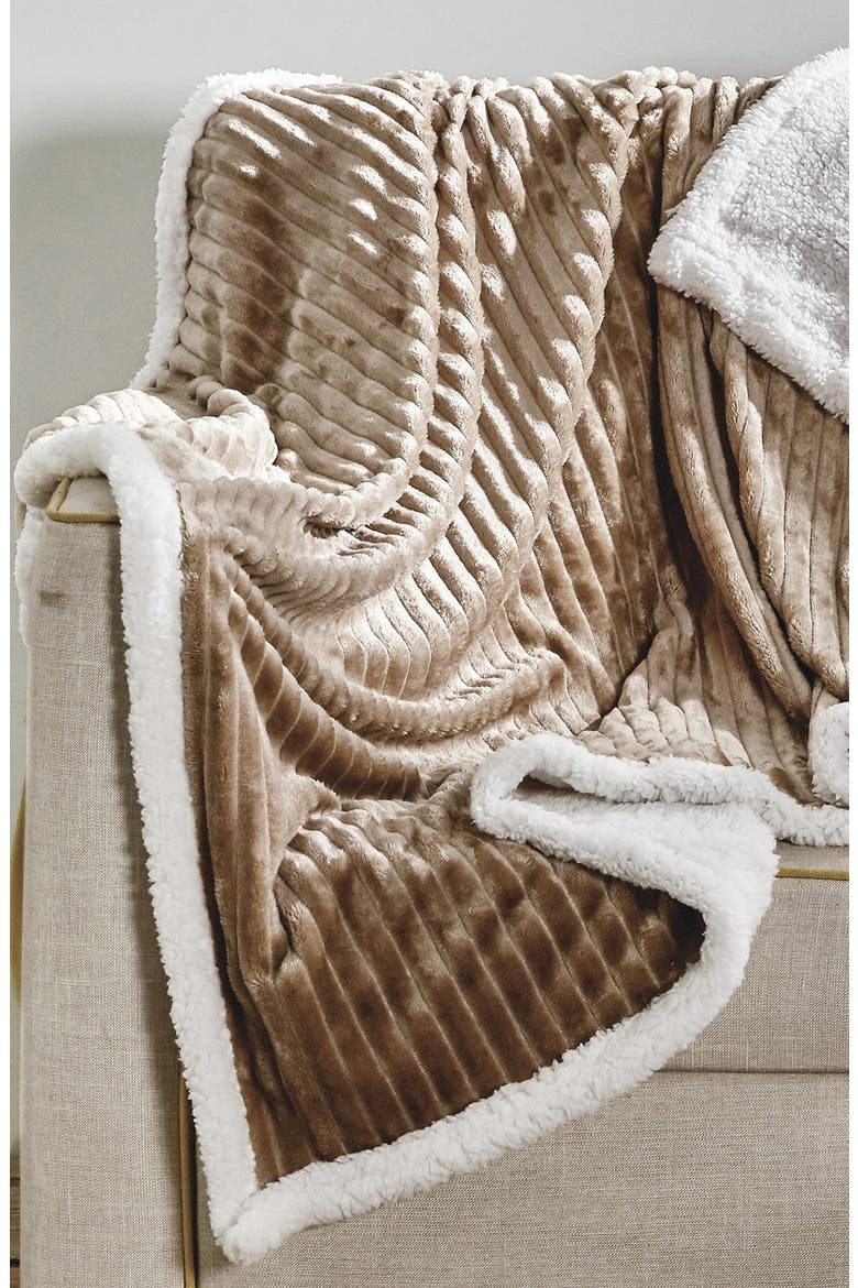 Plush Fleece Throw Blanket, Alternate, color, TAUPE