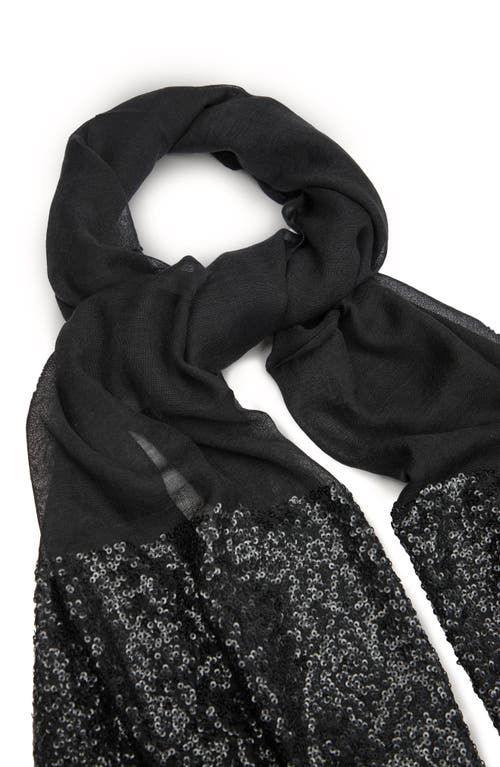 Saachi Sequin Wool Formal Scarf In Black