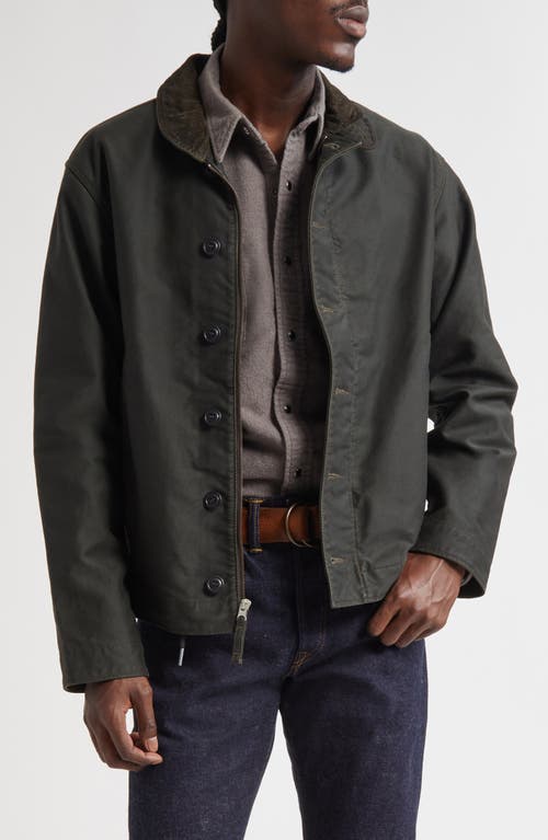 Double Rl Jungle Cloth Bower Corduroy Collar Deck Jacket In Black