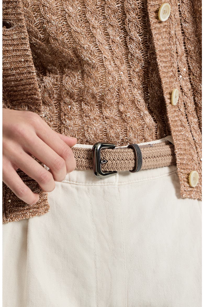 Braided belt with monili, Alternate, color, Beige