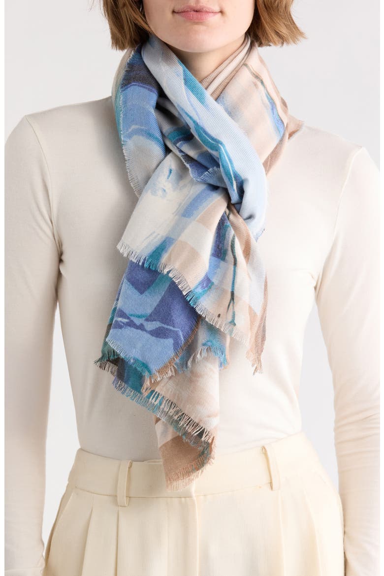 Supersoft Marble Wave Oblong Scarf, Main, color, BLUE