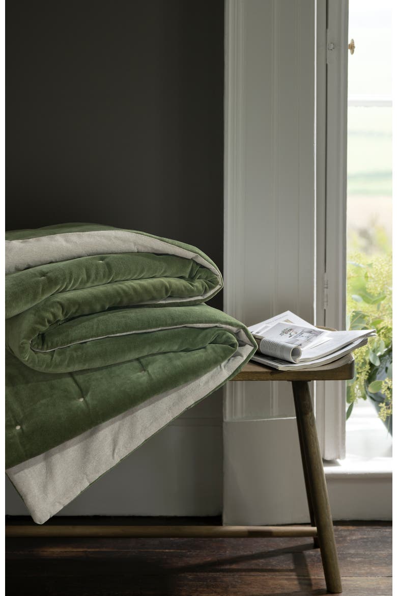 Jaipur Luxury Cotton Velvet Quilted Throw, Alternate, color, Olive