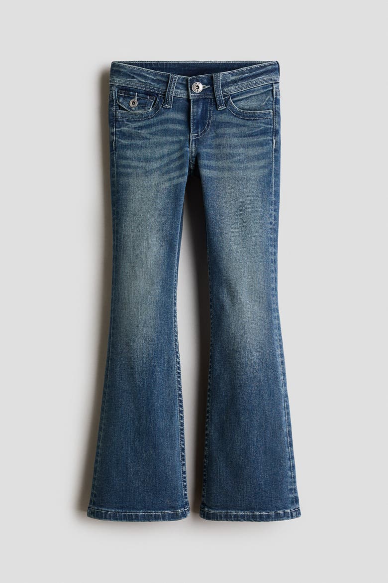 Embroidered-detail Flared Low Jeans, Alternate, color, Denim blue