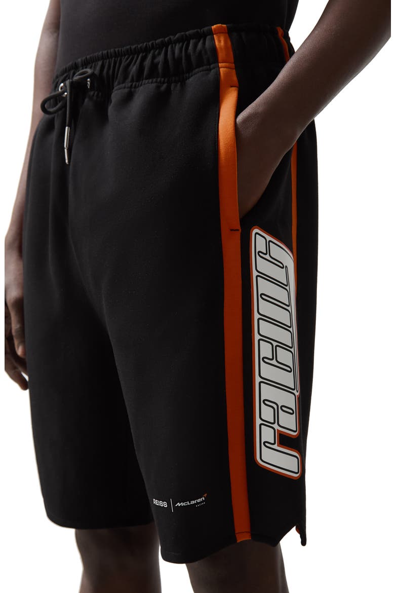 x McLaren Ride Side Stripe Drawstring Shorts, Alternate, color, BLACK