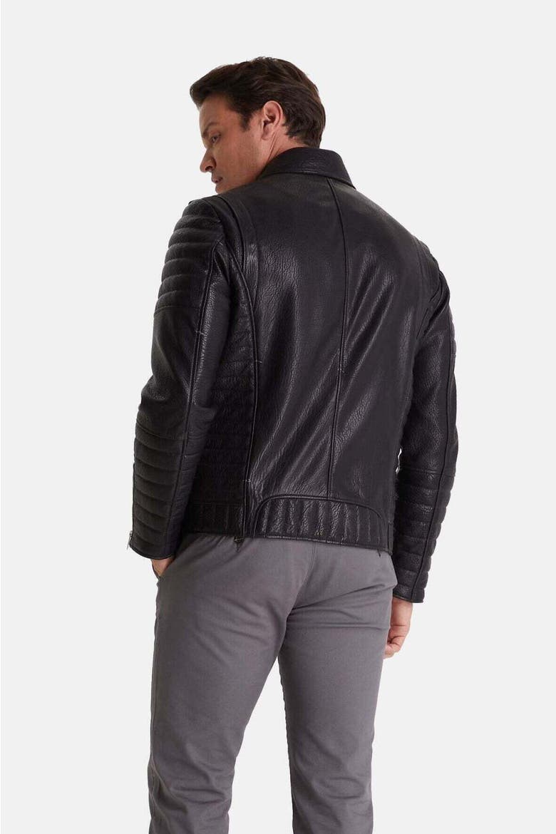 Quentin Leather Jacket, Alternate, color, Black