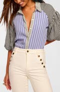 Ramy Brook Flor Colorblock Stripe Puff Sleeve Top