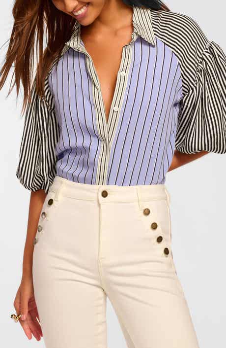 Flor Colorblock Stripe Puff Sleeve Top