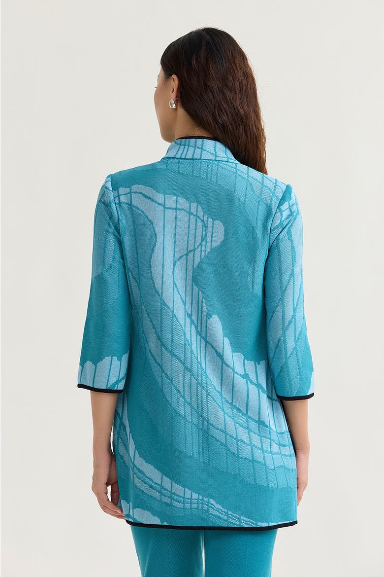 Heritage Geoprint Jacquard Knit Jacket, Alternate, color, Serene/Nebula/White/Black