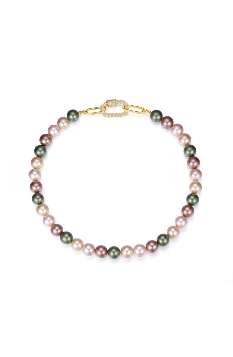Classicharms Shell Pearl Necklace with Gem-Encrusted Carabiner Lock, Main, color,