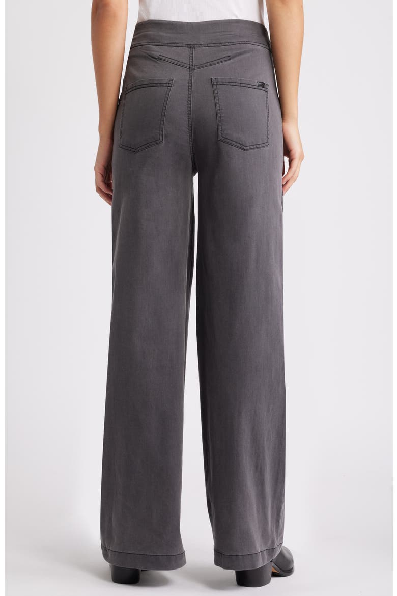 Wide Leg Denim Pull-On Cargo Pants, Alternate, color, CHARCOAL WASH
