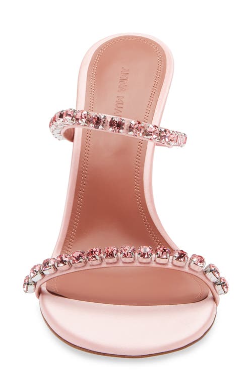 Shop Amina Muaddi Gigi Crystal Strap Sandal In Satin Pink/crystal Buckle