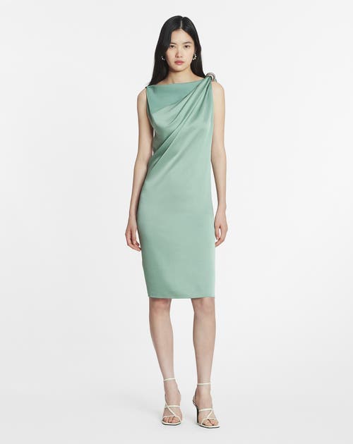 Lanvin Draped Mini Dress With Elegant Detailing In Vert De Gris
