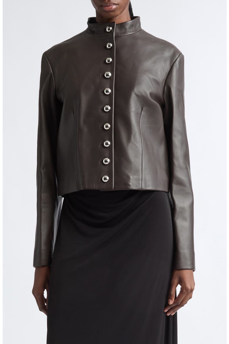 Dixon Leather Jacket, Main, color, FUDGE