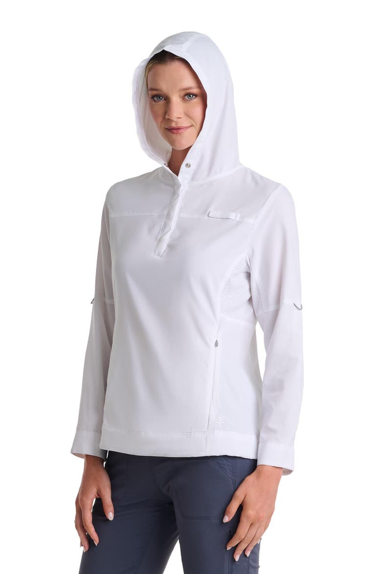Women's Sea Spray Henley Hoodie, UPF 50+ Sun Protection, Alternate, color, White