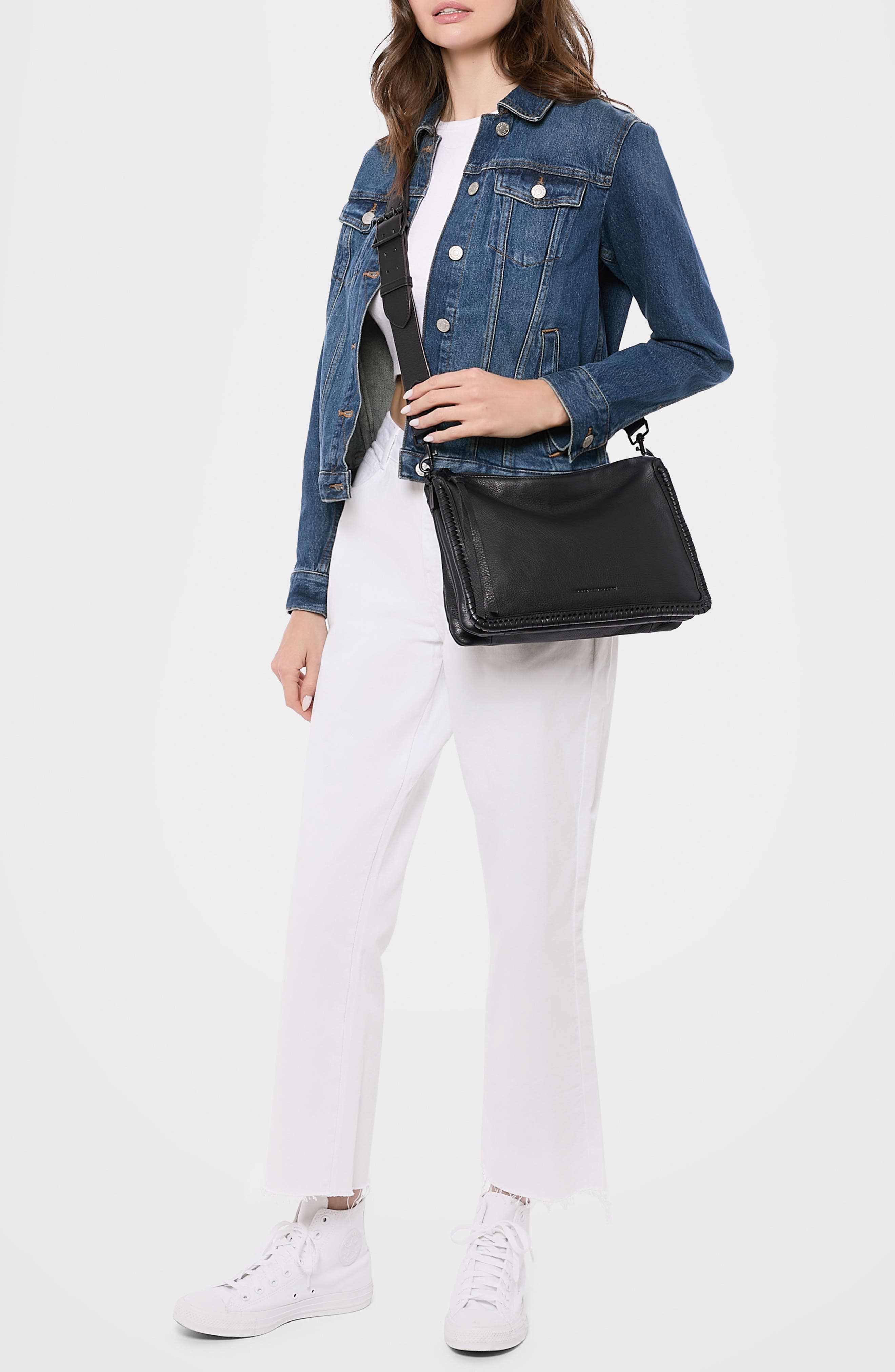 Famous Leather Large Crossbody Bag, Alternate, color, BLACK BLACK
